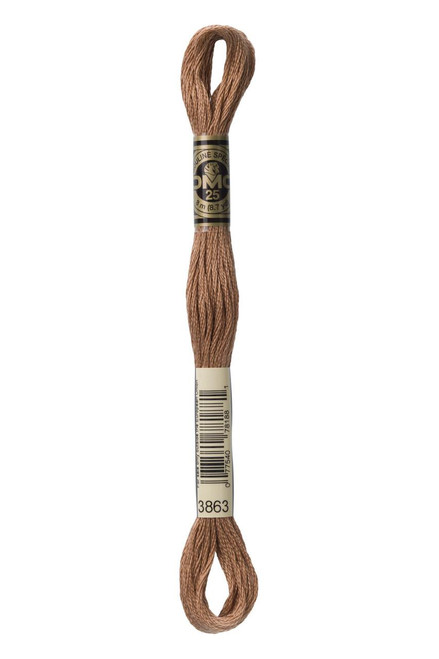  DMC Embroidery Floss, 3863 Mocha Beige Medium 