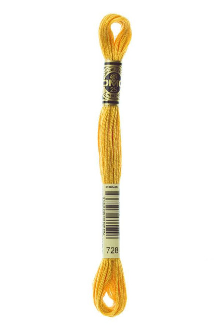  DMC Embroidery Floss, 728 Topaz Medium 