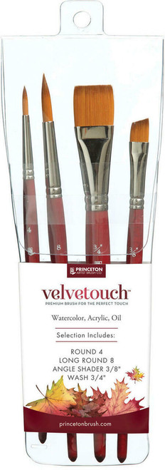 PRINCETON BRUSH Professional Brush Set Velvetouch 4Pk