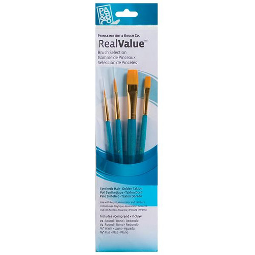 Princeton Artist Brush Company Real Value Brush Set Golden Taklon 9171 4Pk