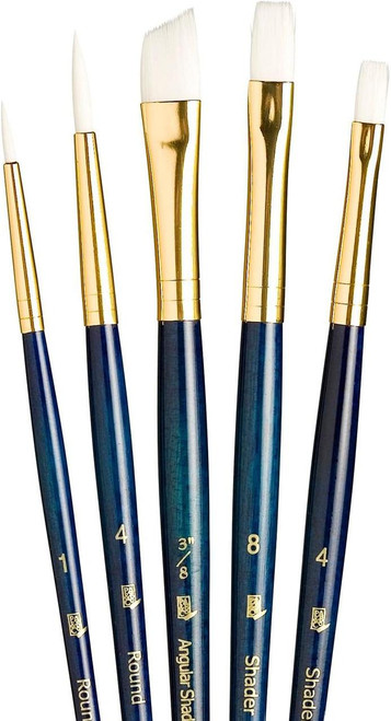 Princeton Artist Brush Company Princeton Brush RealValue Set, Short Handle Series 9100, #9136, White Taklon, 5pk 