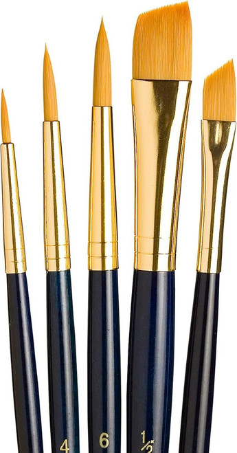 Princeton Artist Brush Company Princeton Brush RealValue Set, Short Handle Series 9100, #9139, Golden Taklon, 5pk 