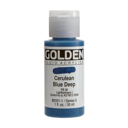 Golden Artist Colors Golden Fluid Acrylic, 1 oz., Cerulean Blue Deep 