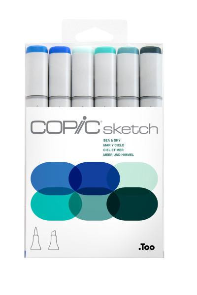 Copic Sketch Marker Set, 6-Colors, Sea & Sky