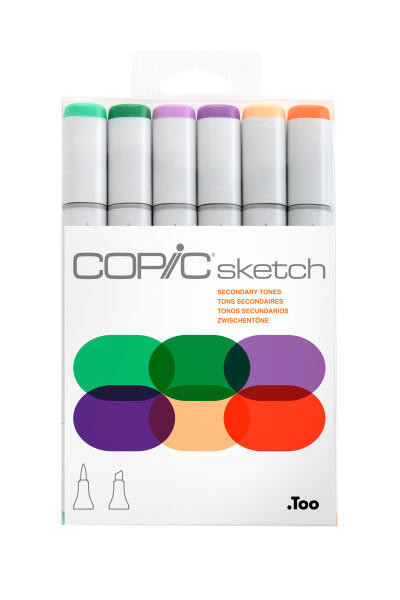 Copic Sketch Marker Set, 6-Colors, Secondary Tones