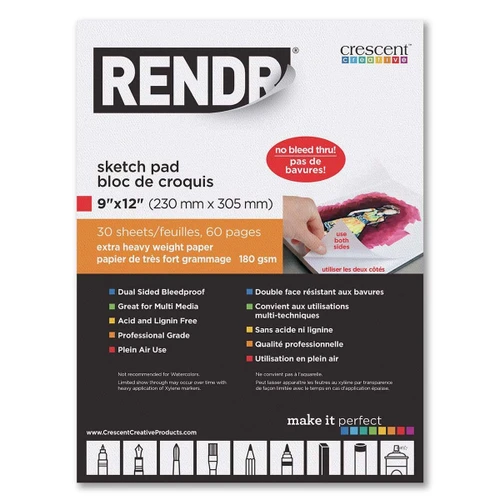 RENDR No Show Thru Drawing Pad 9" x 12", 30sh