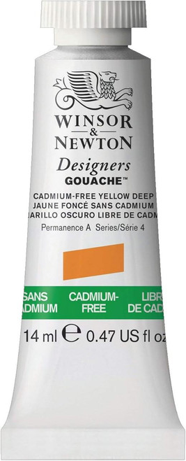  Winsor & Newton Designers Gouache, 14ml tube, Cadmium-Free Yellow Deep 
