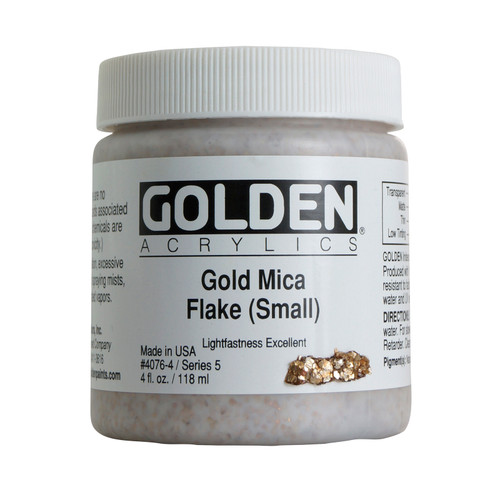 Golden Heavy Body Acrylic, 4oz. Jar, Iridescent Gold Mica Flakes Small