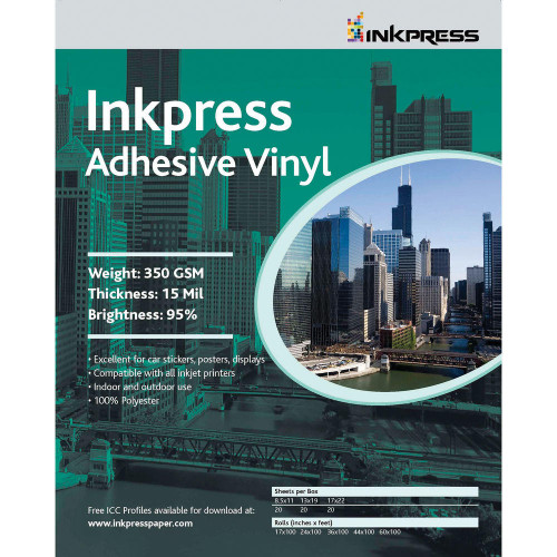  Inkpress Media, Adhesive Vinyl, 13"x19", 20/pk 