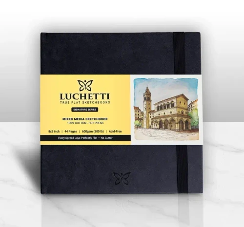  Luchetti True Flat Sketchbook, 8"x8", Hot Press, Sicilian Black 