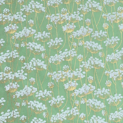Giftsland Decorative Paper, Twigs - White & Gold on Mint, 20"x30"