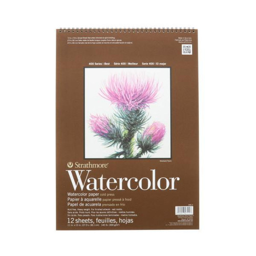 Strathmore Artist Papers, 400 Series Watercolor Pad, Spiral-Bound, 11" x 15"