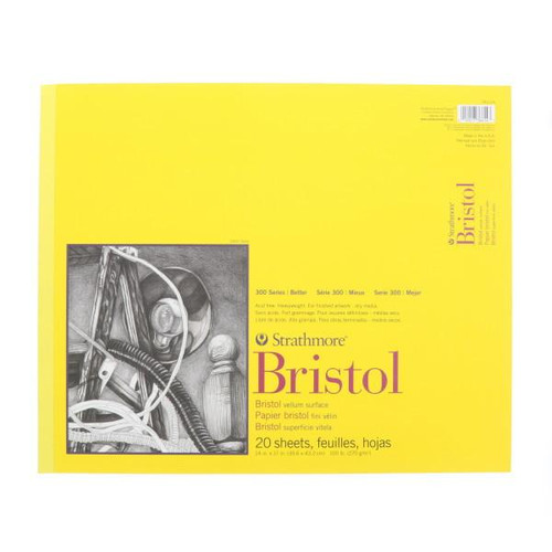 Strathmore Artist Papers, 300 Series Bristol Pad, Vellum Surface, 14" x 17", 20/sh