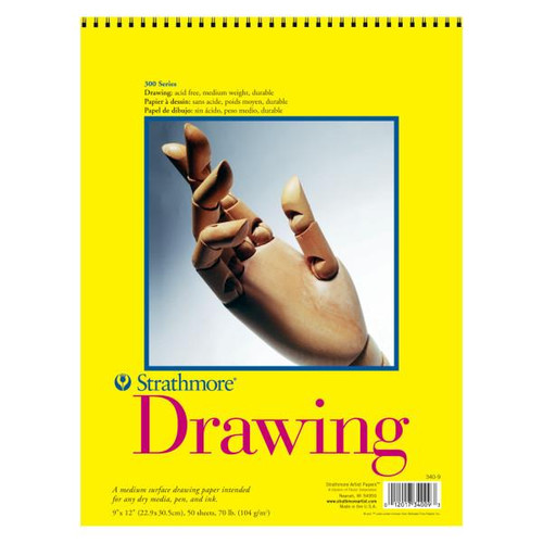 Strathmore Artist Papers, 300 Series Drawing Pad, Spiral-Bound, 9" x 12"