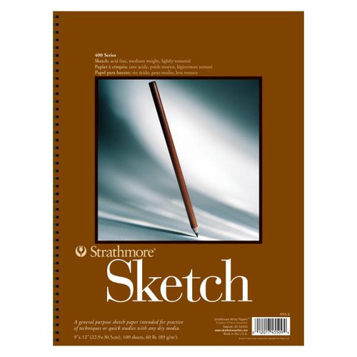 Strathmore Artist Papers, 400 Series Sketch Pad, Spiral Bound, 9" x 12", 100/Shts.