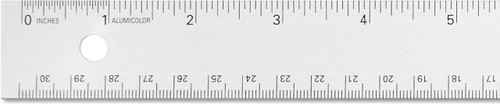 Alumicolor Straight Edge Aluminum Ruler with Center Finding Back, 12", Silver
