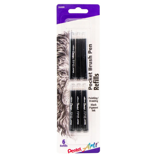 Pentel Pocket Brush Pen Refills - 6/Pkg., Black