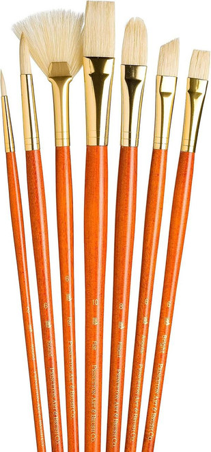 Princeton Artist Brush Company Princeton Brush RealValue Set, Long Handle Series 9100, #9154, Natural Bristle, 7pk 