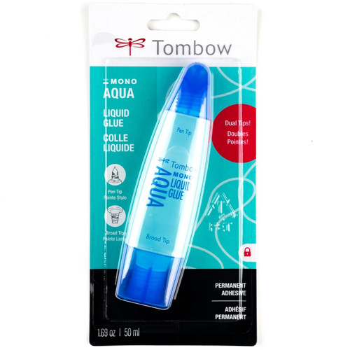 Tombow MONO Aqua Liquid Glue, Dual-Tipped, Permanent Adhesive, Pen & Broad Tip, 1.69oz