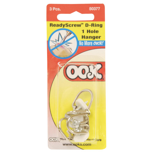 OOK INDUSTRIAL Ook - ReadyScrew D-Ring Hangers - 1-Hole D-Ring Hangers, 3/Pkg. 