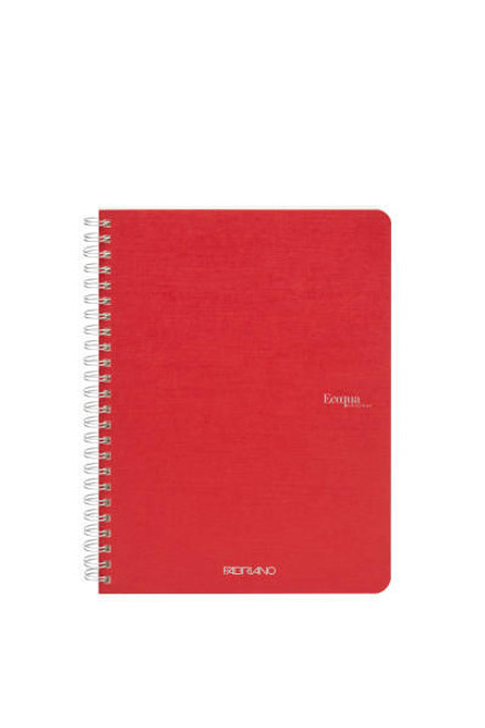 Fabriano EcoQua Spiral-Bound Notebook, 5.83" x 8.27", A5, Grid, 70 Sheets, Red