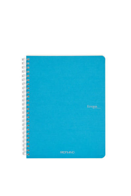 Fabriano EcoQua Spiral-Bound Notebook, 5.83" x 8.27", A5, Grid, 70 Sheets, Turqu