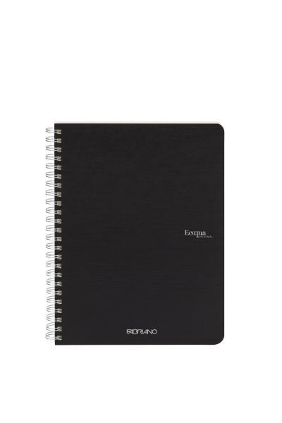 Fabriano EcoQua Spiral-Bound Notebook, 5.83" x 8.27", A5, Grid, 70 Sheets, Black