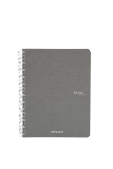 Fabriano EcoQua Spiral-Bound Notebook, 5.83" x 8.27", A5, Blank, 70 Sheets, Grey