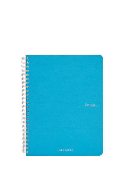  Fabriano EcoQua Spiral-Bound Notebook, 5.83" x 8.27", A5, Blank, 70 Sheets, Turq 