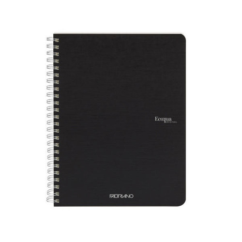 Fabriano EcoQua Spiral-Bound Notebook, 5.83" x 8.27", A5, Blank, 70 Sheets, Blac