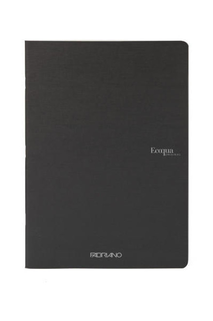 Fabriano EcoQua Notebook, Large, Staple-Bound, Blank, 38 Sheets, Black