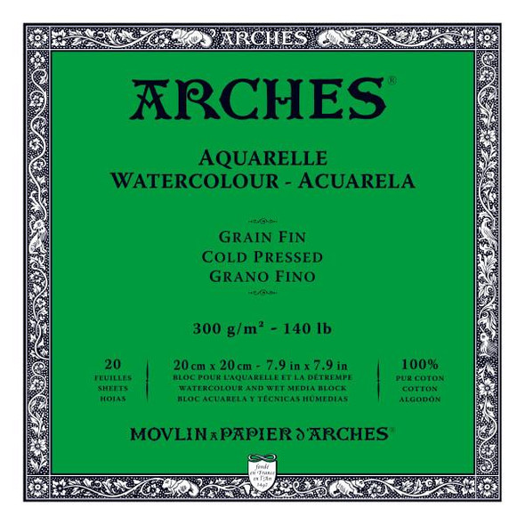Arches 140 lb. Watercolor Block, Cold-Pressed, 7.9" x 7.9"
