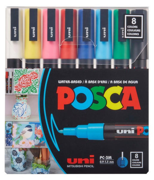 Posca 8-Color Paint Marker Set, PC-1MR Ultra-Fine