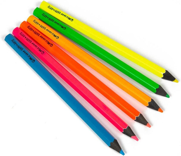  Micador Dark Arts, Neon Glow Jumbo Pencils, 6-Color Set 