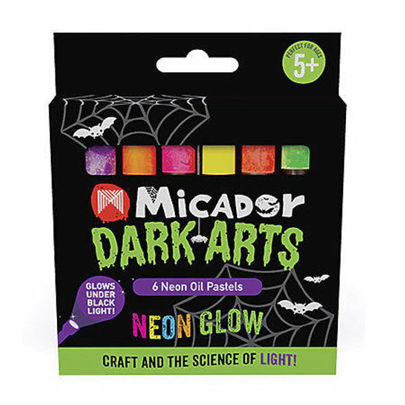 Micador Dark Arts, Neon Glow Oil Pastels, 6-Color Set