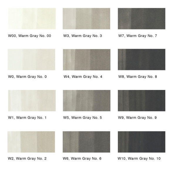 Copic Sketch Marker Set, 12-Piece Warm Gray Set, V2