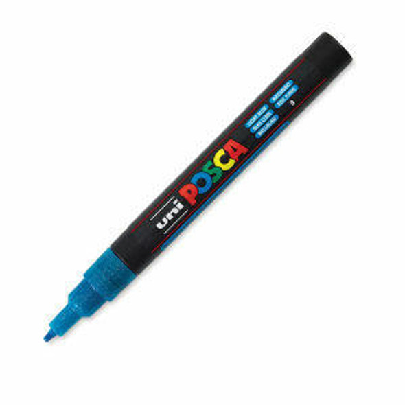 posca POSCA Paint Marker, PC-3M Fine Bullet, Glitter Light Blue
