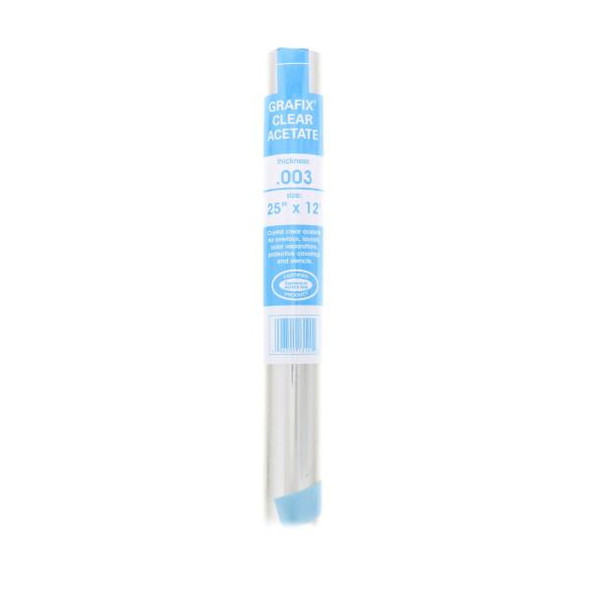 GRAFIX Grafix Acetate Film Roll, .003mil, 25" x 12', Clear