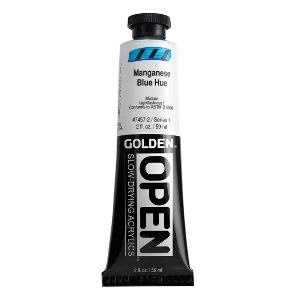 GOLDEN OPEN Slow-Drying Acrylic Paint, Manganese Blue Hue, 2oz