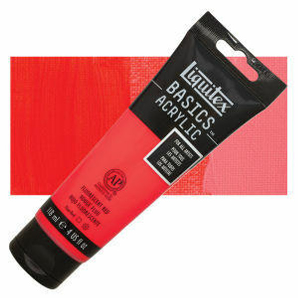Liquitex BASICS Acrylic Color, 4 oz Tube, Fluorescent Red