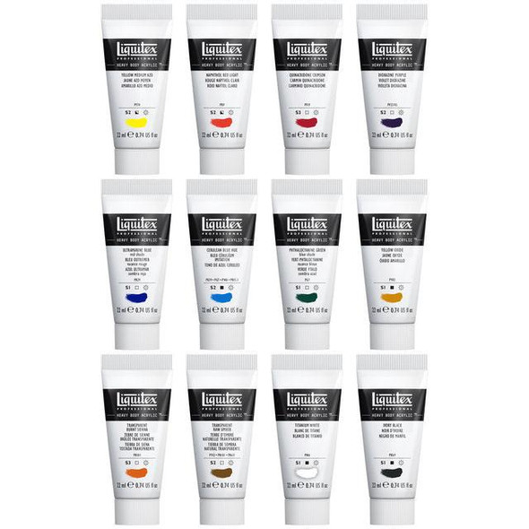 Liquitex Professional Heavy Body Acrylic Color Set, 12-Colors, Essentials