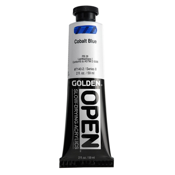GOLDEN OPEN Slow-Drying Acrylic Paint, Cobalt Blue, 2oz