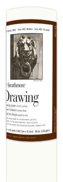 Strathmore Artist Papers Strathmore Fine Art Paper Roll, 400 Series, Drawing, Smooth, 42" x 10 yds., 80 lb