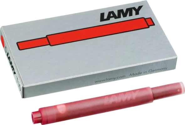 LAMY T10 Fountain Pen Ink Cartridge, Red (5pk)