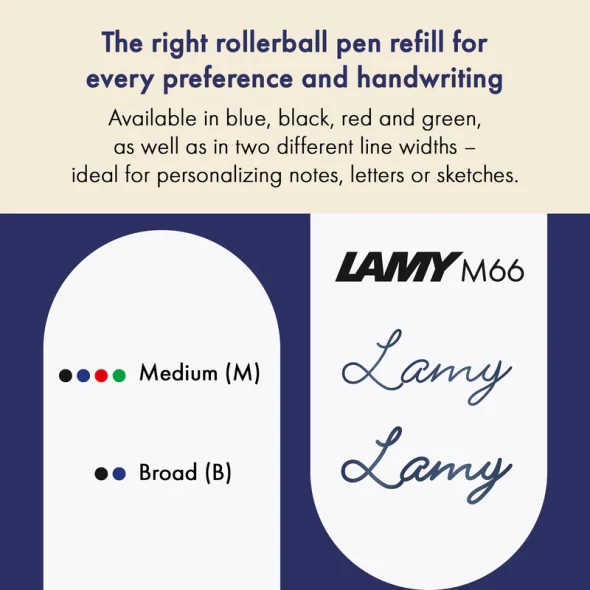 LAMY M66 Rollerball Pen Refill, Blue, Broad
