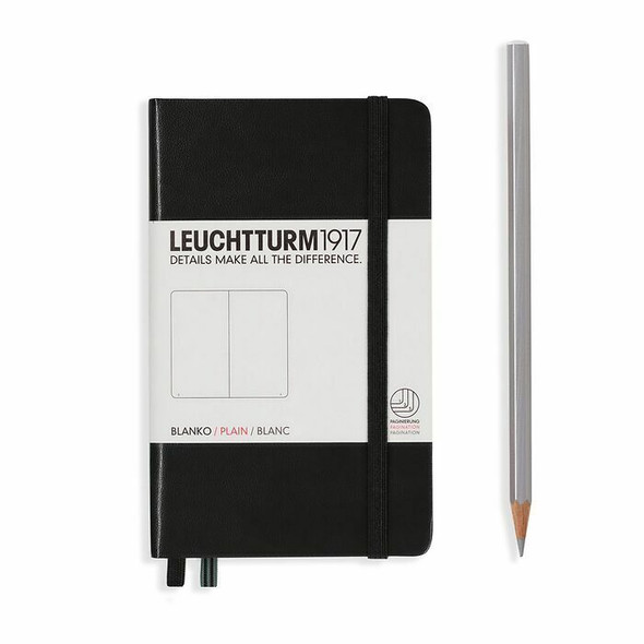 Leuchtturm 1917 Hardcover Notebook Black, Pocket A6, 187 p, plain