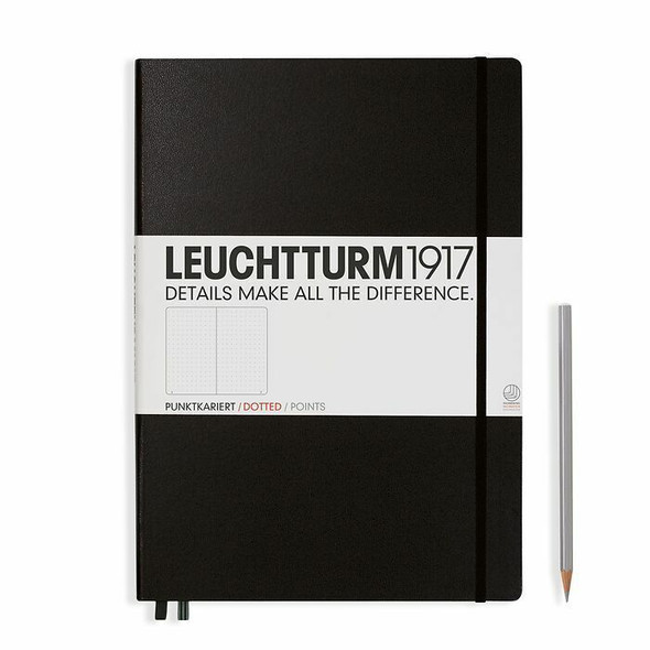 Leuchtturm 1917 Hardcover Notebook Black, Master Classic A4, 235 p, dotted