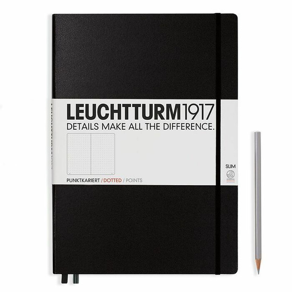 Leuchtturm 1917 Hardcover Notebook Black, Master Slim A4, 123 p, dotted