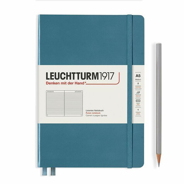 Leuchtturm 1917 Hardcover Notebook Stone Blue, Medium A5, 251 p, ruled