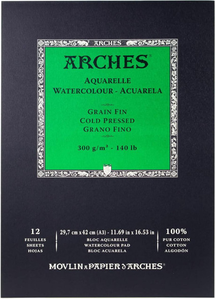 Arches 140 lb. Watercolor Pad, Cold-Pressed, 11.7"x16.5"